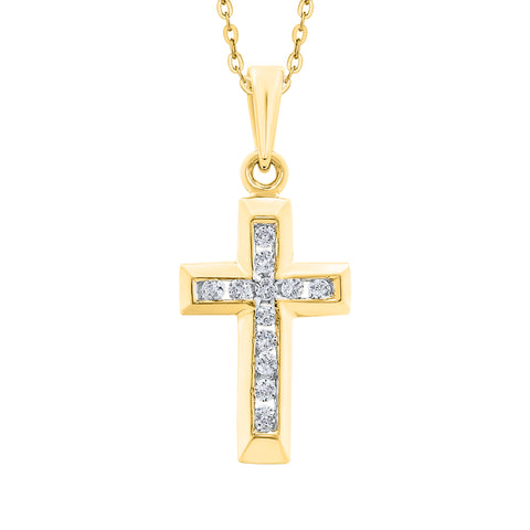 KATARINA Diamond Cross Pendant Necklace (1/8 cttw)