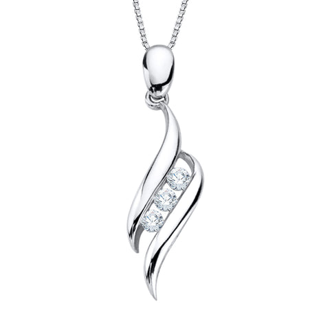 KATARINA 1/4 cttw 3 Diamond Fashion Pendant Necklace