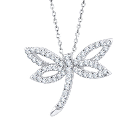 KATARINA Diamond Dragonfly Pendant Necklace (1/4 cttw)