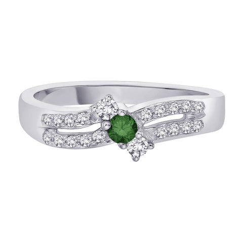 KATARINA 3 Diamond Anniversary Ring with Green Center Diamond (1/4 cttw)