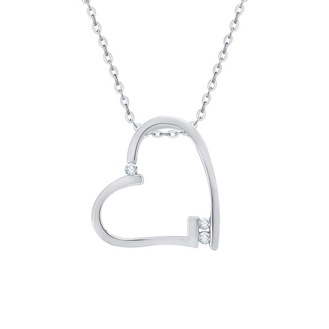 KATARINA Bezel Set Diamond Heart Pendant Necklace (1/20 cttw)