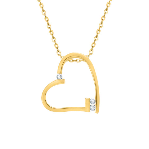 KATARINA Bezel Set Diamond Heart Pendant Necklace (1/20 cttw)
