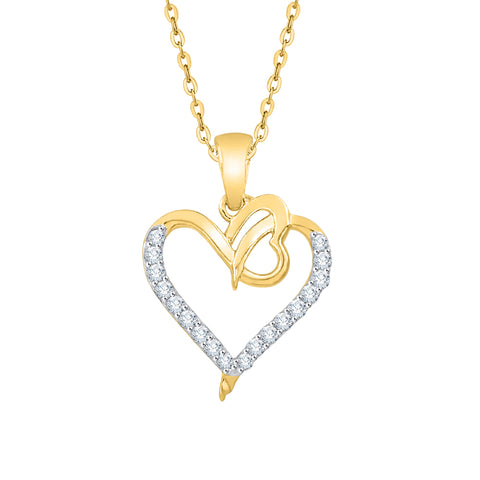 KATARINA Diamond Double Heart Pendant Necklace (1/8 cttw)