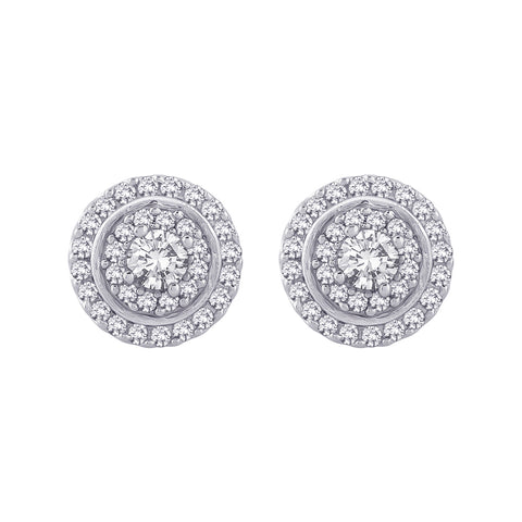 KATARINA Double Halo Diamond Fashion Earrings (7/8 cttw GH, I1)