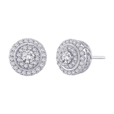 KATARINA Double Halo Diamond Fashion Earrings (7/8 cttw GH, I1)