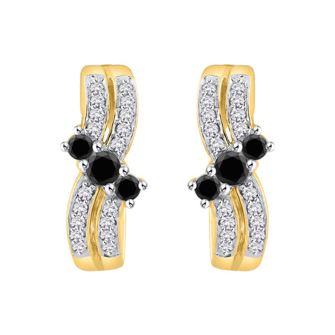 KATARINA Black and White Diamond Huggie Earrings (1/2 cttw)