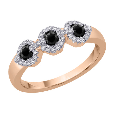 KATARINA Black and White Diamond Fashion Ring (1/3 cttw)