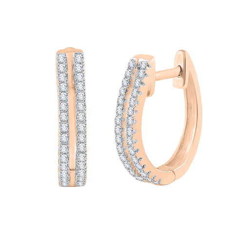 KATARINA Split Two Row Diamond Huggie Earrings (1/5 cttw)