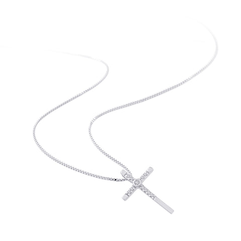 KATARINA 1/20 cttw Diamond Cross Pendant Necklace GH-I2-I3