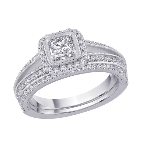 KATARINA Princess Cut Diamond Bridal Engagement Set (1 cttw)