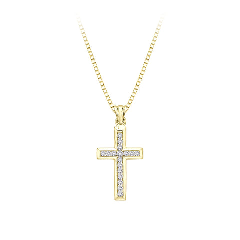 KATARINA 1/4 cttw Channel Set Diamond Cross Pendant Necklace JK-SI3