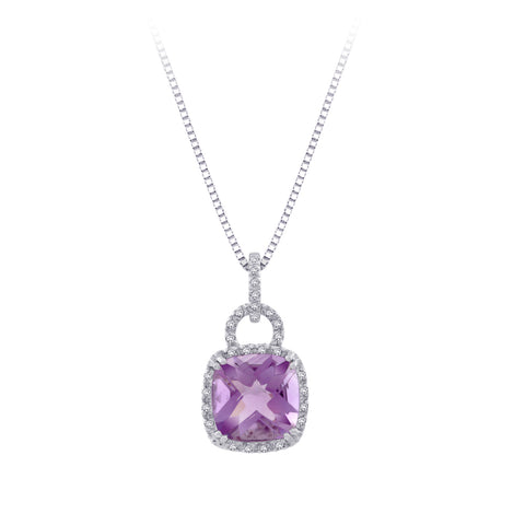 KATARINA Diamond and Amethyst Pendant Necklace (1/20 cttw)