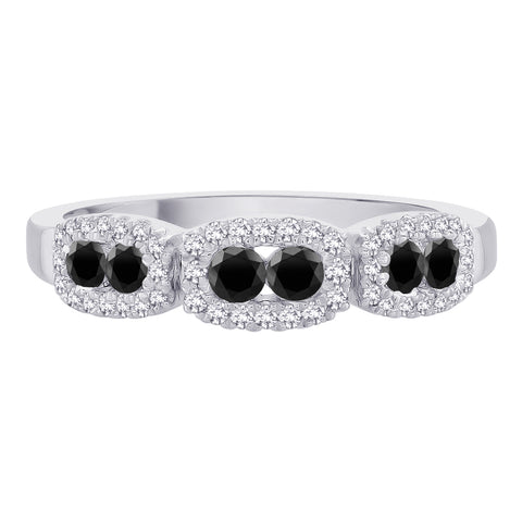 KATARINA Black and White Diamond Fashion Ring (3/8 cttw)