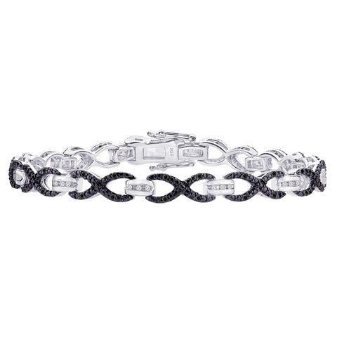KATARINA Black and White Diamond Link Bracelet (3/8 cttw)