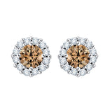 14K White Gold~Brown and White Diamond, 10K White Gold~Brown and White Diamond, Sterling Silver~Brown and White Diamond