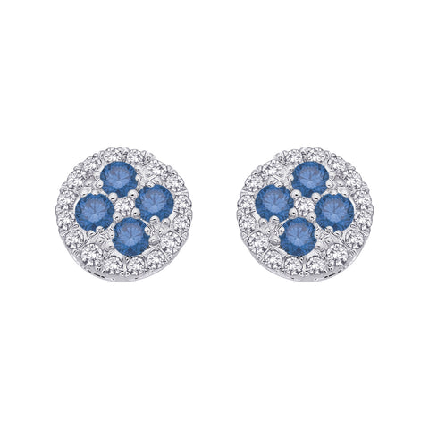 KATARINA Blue and White Diamond Fashion Earrings (1 cttw)