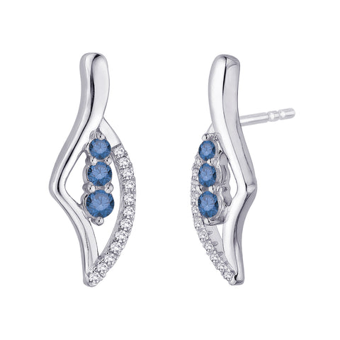 KATARINA Blue and White Diamond Fashion Earrings (1/3 cttw GH, I3)