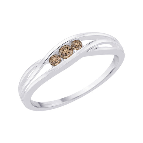 KATARINA 3 Brown Diamond Promise Ring (1/6 cttw)