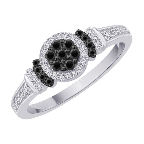 KATARINA Black and White Diamond Fashion Ring (1/3 cttw JK, I1/I2)