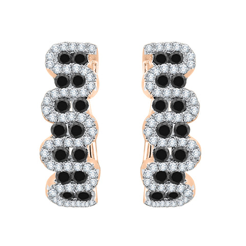 KATARINA Black and White Diamond Fashion Earrings (1 cttw)