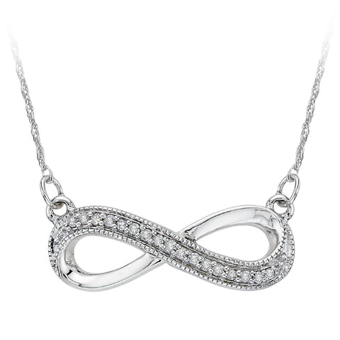 KATARINA Diamond Infinity Bracelet and Pendant with Box Chain Set (0.13 cttw)