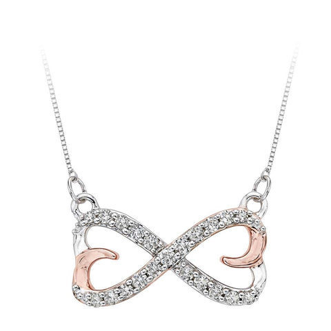 KATARINA Diamond Double Heart Infinity Pendant Necklace (1/5 cttw JK, SI2/I1)