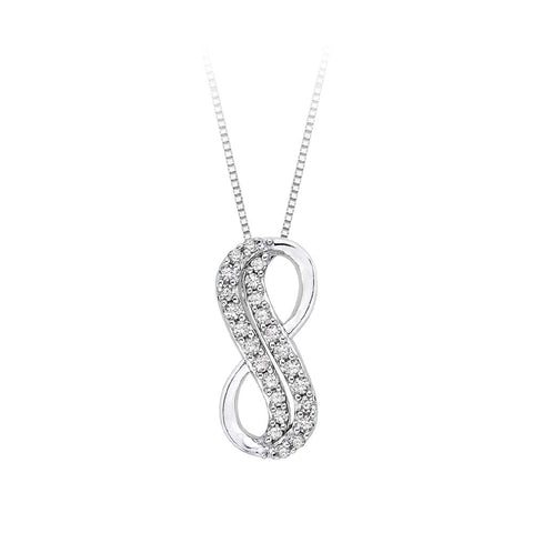 KATARINA Two Row Infinity Diamond Pendant Necklace (1/5 cttw JK, SI2/I1)