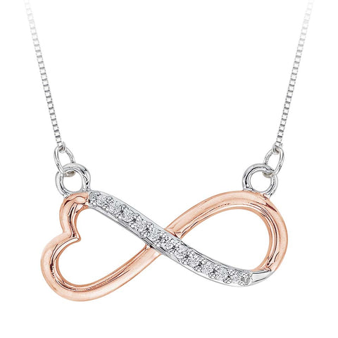 KATARINA Heart Shaped Infinity Diamond Pendant Necklace (1/20 cttw, JK, SI2/I1)