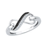 KATARINA Two Row Infinity Black and White Diamond Ring in Sterling Silver (1/20 cttw, IJ, SI)
