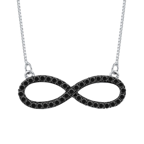 KATARINA Infinity Black Diamond Pendant Necklace (1/8 cttw)