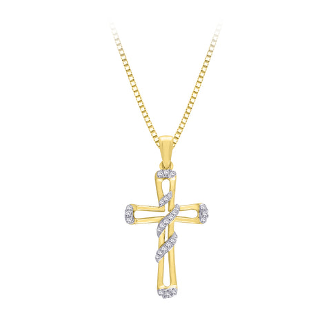 KATARINA 1/6 cttw Diamond Cross Pendant Necklace GH-I2-I3