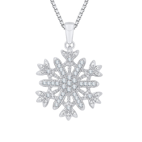 KATARINA Diamond Snow Flake Pendant Necklace (1/5 cttw, IJ, SI2)