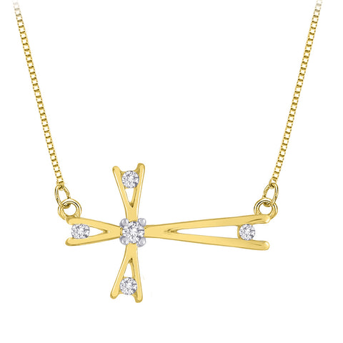 KATARINA 1/10 cttw Bezel Set Diamond Sideways Cross Pendant Necklace GH, I2/I3
