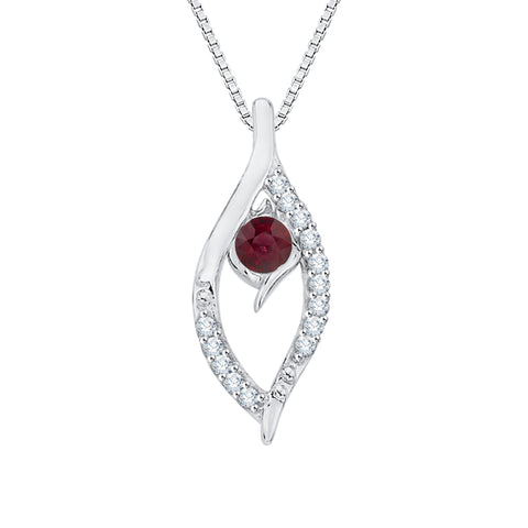 KATARINA Diamond with Ruby Pendant Necklace (1/6 cttw)