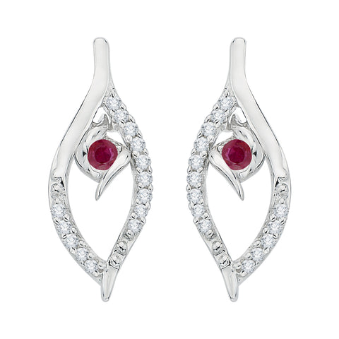 KATARINA Diamond and Ruby Fashion Earrings (1/6 cttw)