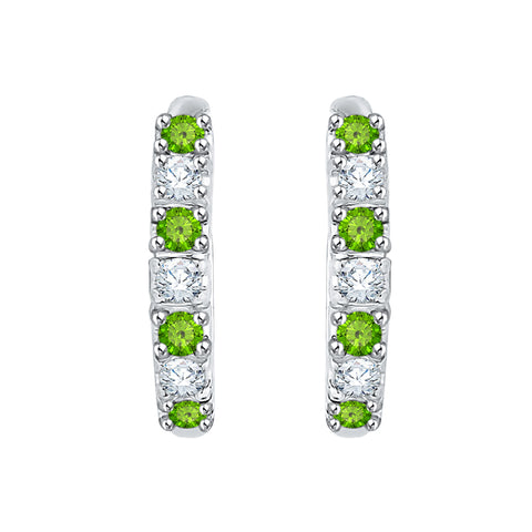 KATARINA Diamond and Peridot Huggie Earrings (1/4 cttw GH, I2/I3)
