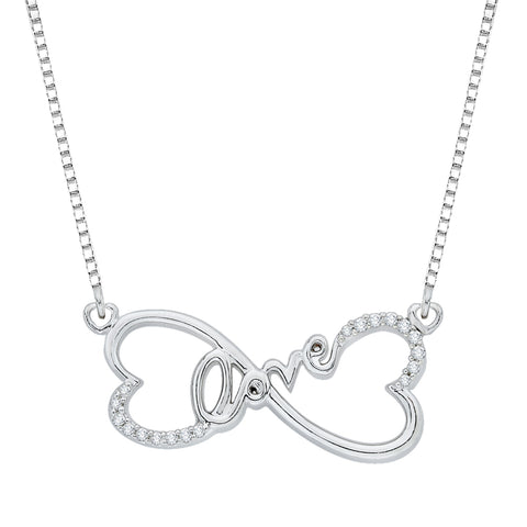 KATARINA Double Heart Love Diamond Pendant Necklace (1/10 cttw)