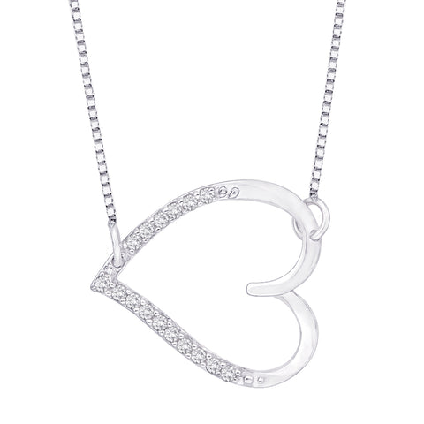 KATARINA Diamond Sideways Heart Pendant Necklace (1/20 cttw)