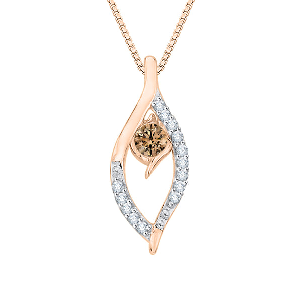 10K Rose Gold~Brown and White Diamond