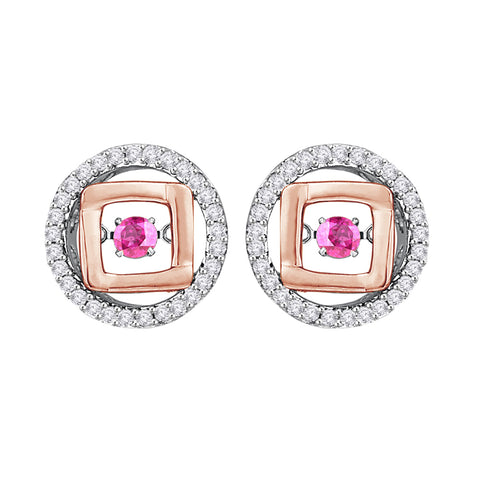 KATARINA 3/4 cttw Diamond and Pink Sapphire Fashion Earrings GH-I2-I3