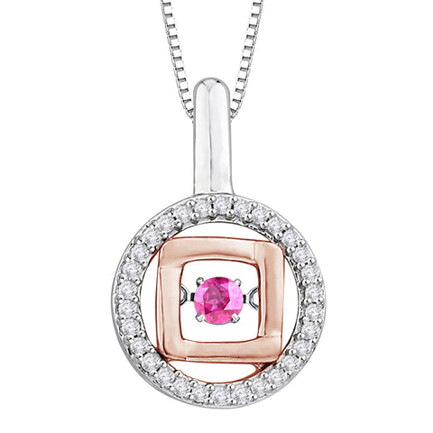KATARINA 1/2 cttw Diamond and Pink Sapphire Fashion Pendant Necklace GH-I2-I3