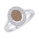 10K White Gold~Brown and White Diamond, Sterling Silver~Brown and White Diamond