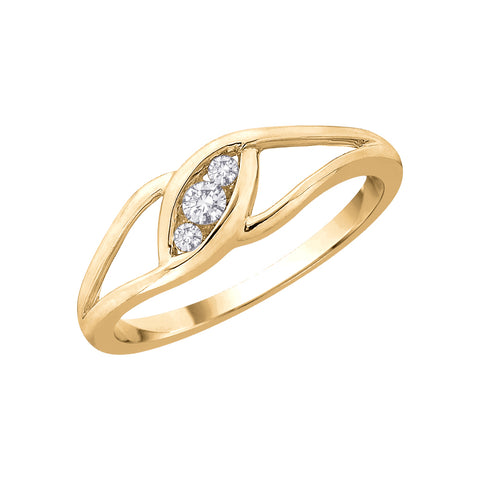 KATARINA 1/10 cttw 3 Diamond Promise Ring GH-I2-I3