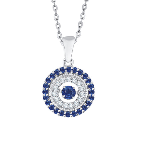 KATARINA Diamond and Sapphire Fashion Pendant Necklace (1/2 cttw)