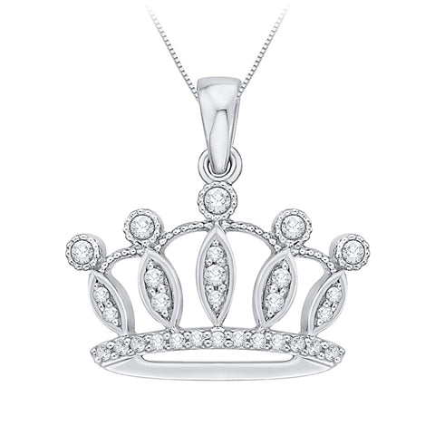 KATARINA 1/6 cttw Diamond Crown Pendant Necklace GH-I2-I3