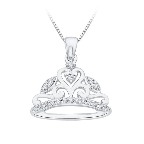 KATARINA 1/10 cttw Diamond Crown Pendant Necklace GH-I2-I3