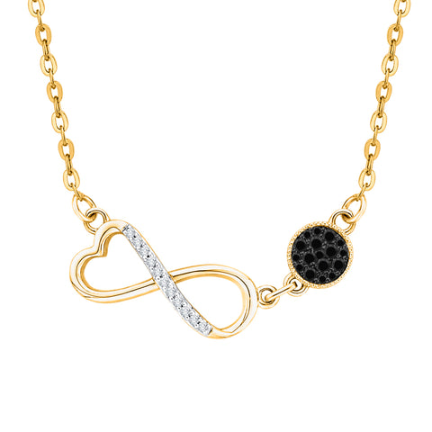 KATARINA Black and White Infinity Diamond Pendant Necklace (1/6 cttw)