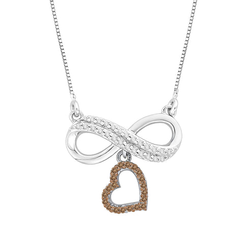 KATARINA 1/5 cttw Diamond Infinity Heart Pendant Necklace GH, I2-I3
