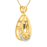 10K Yellow Gold~Brown and White Diamond