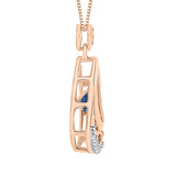 14K Rose Gold~Blue and White Diamond, 10K Rose Gold~Blue and White Diamond